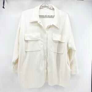 STYLUS cream shacket oversized warm cozy fall minimalist neutral casual size 2X